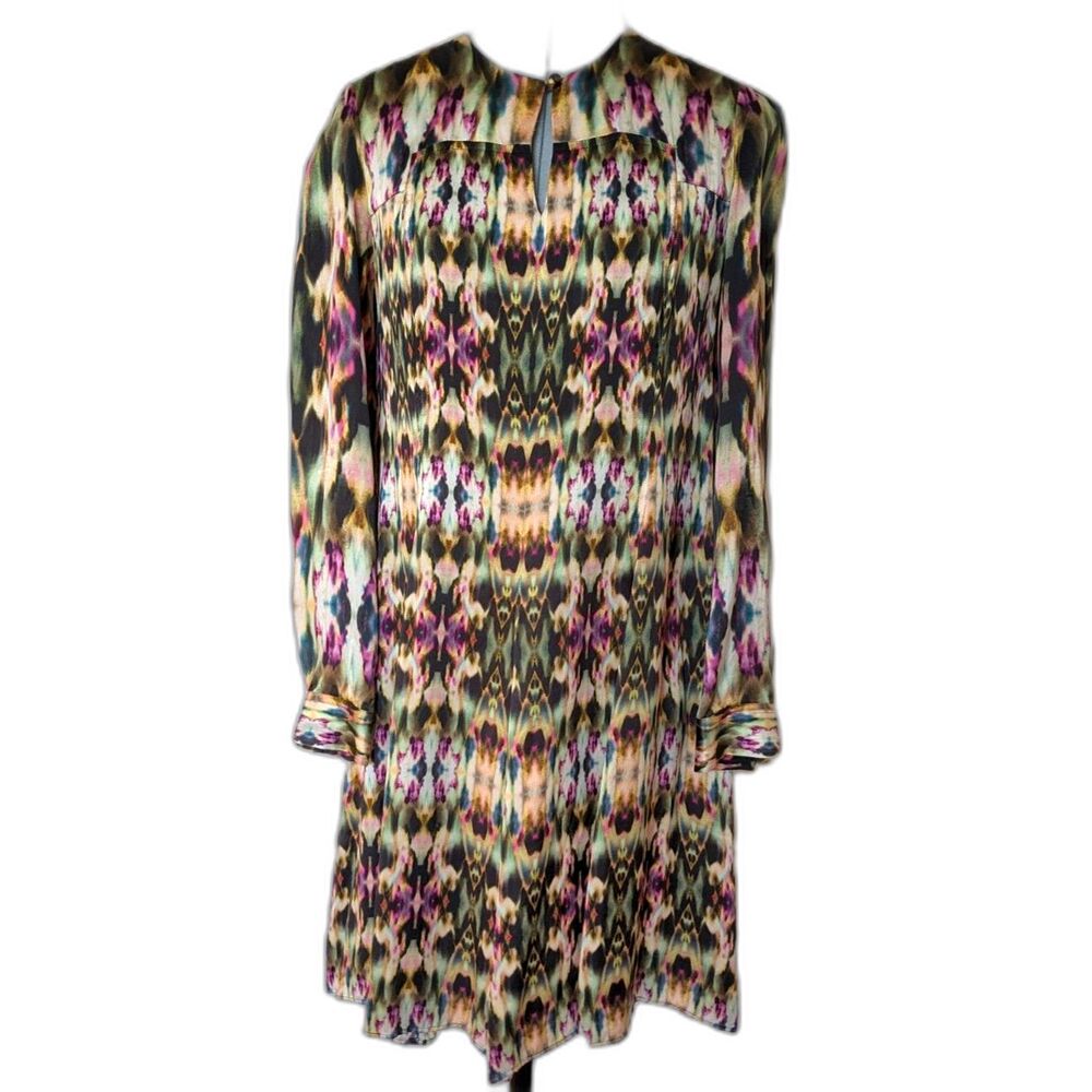 ICB PRABAL GURUNG F/W 2012 Silk Kaleidoscope Abstract Ikat Dress sz. M